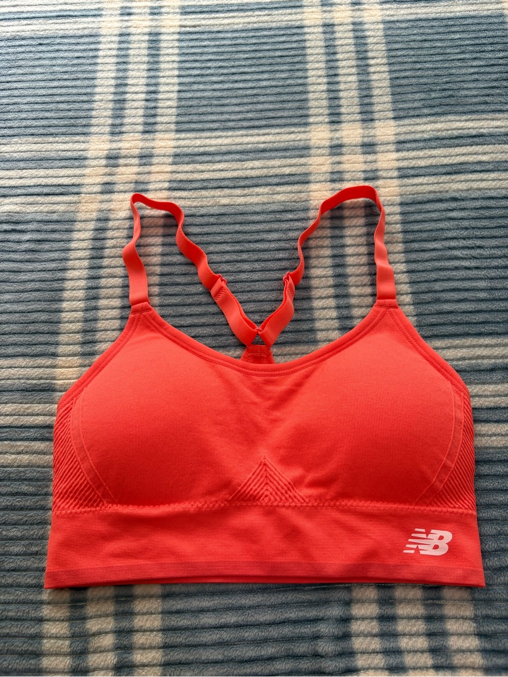 New Balance NB Dry Red Heathered Sports Bra Racerback Removable Pads M